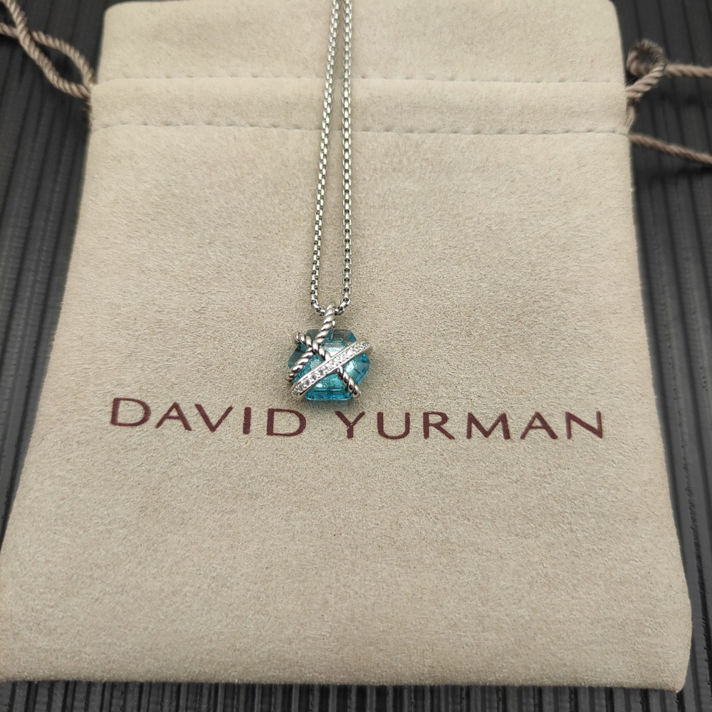David Yurman Hexagonal Blue Crystal Necklace